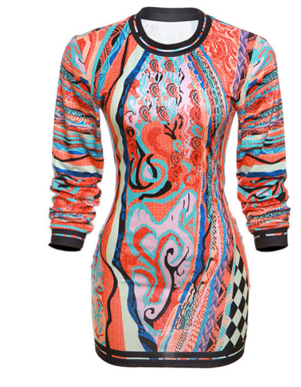 Sexy Long-Sleeved openwork high waist slim short dress