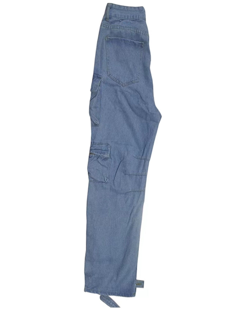 Multi-Pocket Loose Fit Oversized Cargo Jeans