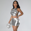 Lace-up Midriff Outfit Top Hip Skirt Two-Piece Set