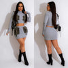 Patchwork Pocket Hip Skirt 2pc Set