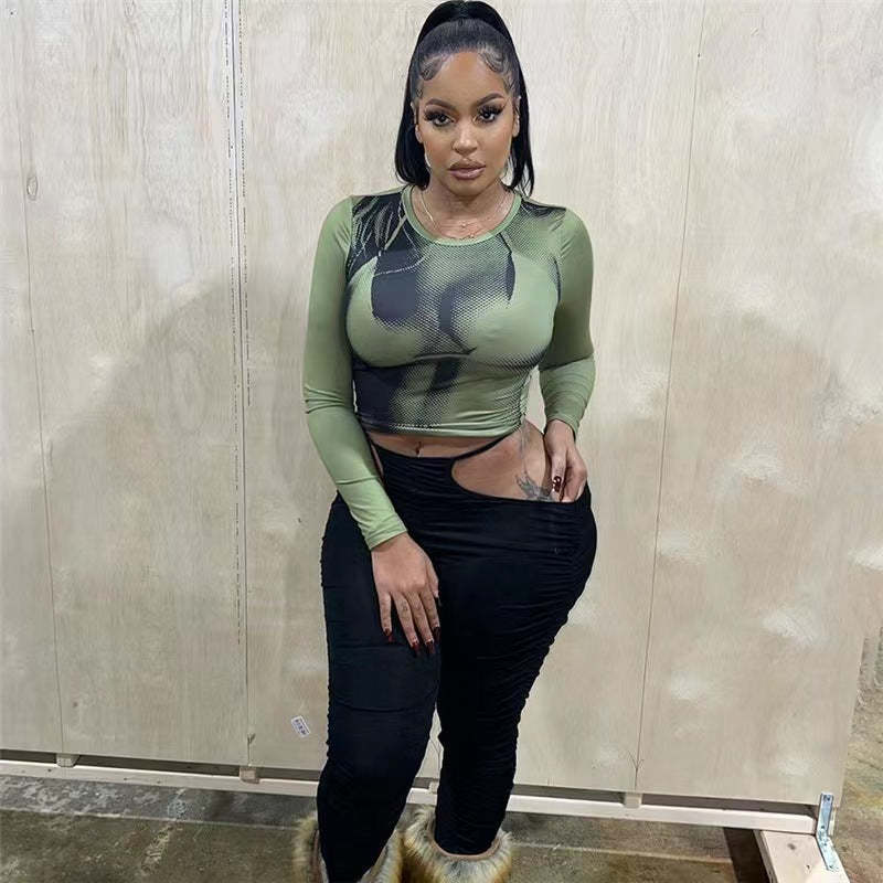 3D Printed Slim-Fit round Neck Top