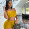 Casual Knitted Tube Top Shorts Two-Piece Set