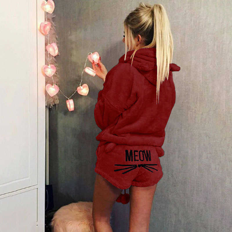 Wholesale women's autumn and winter plus size pajama set 2pcs