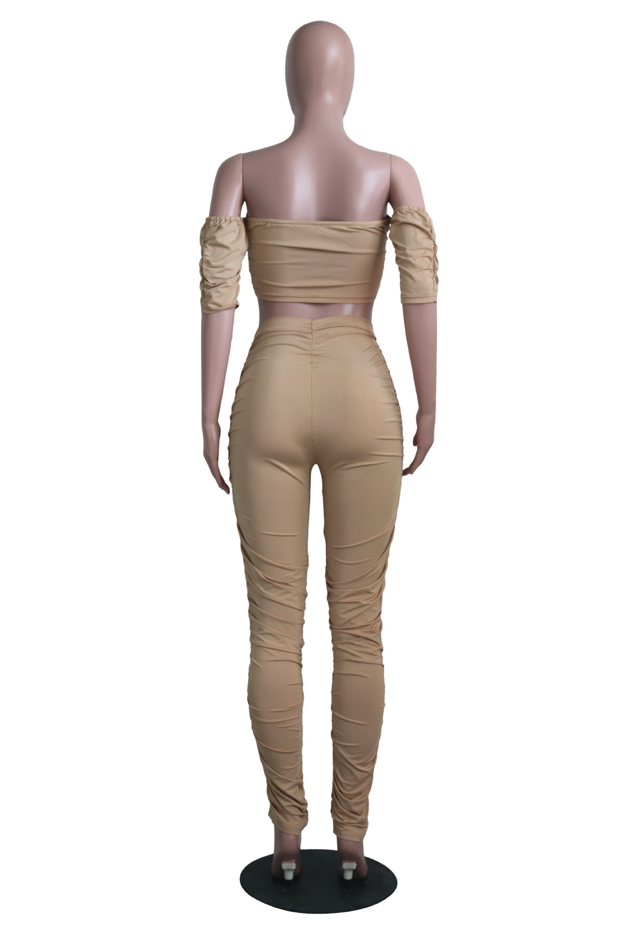 Sexy Off-the-shoulders Navel Pleated 2pc set