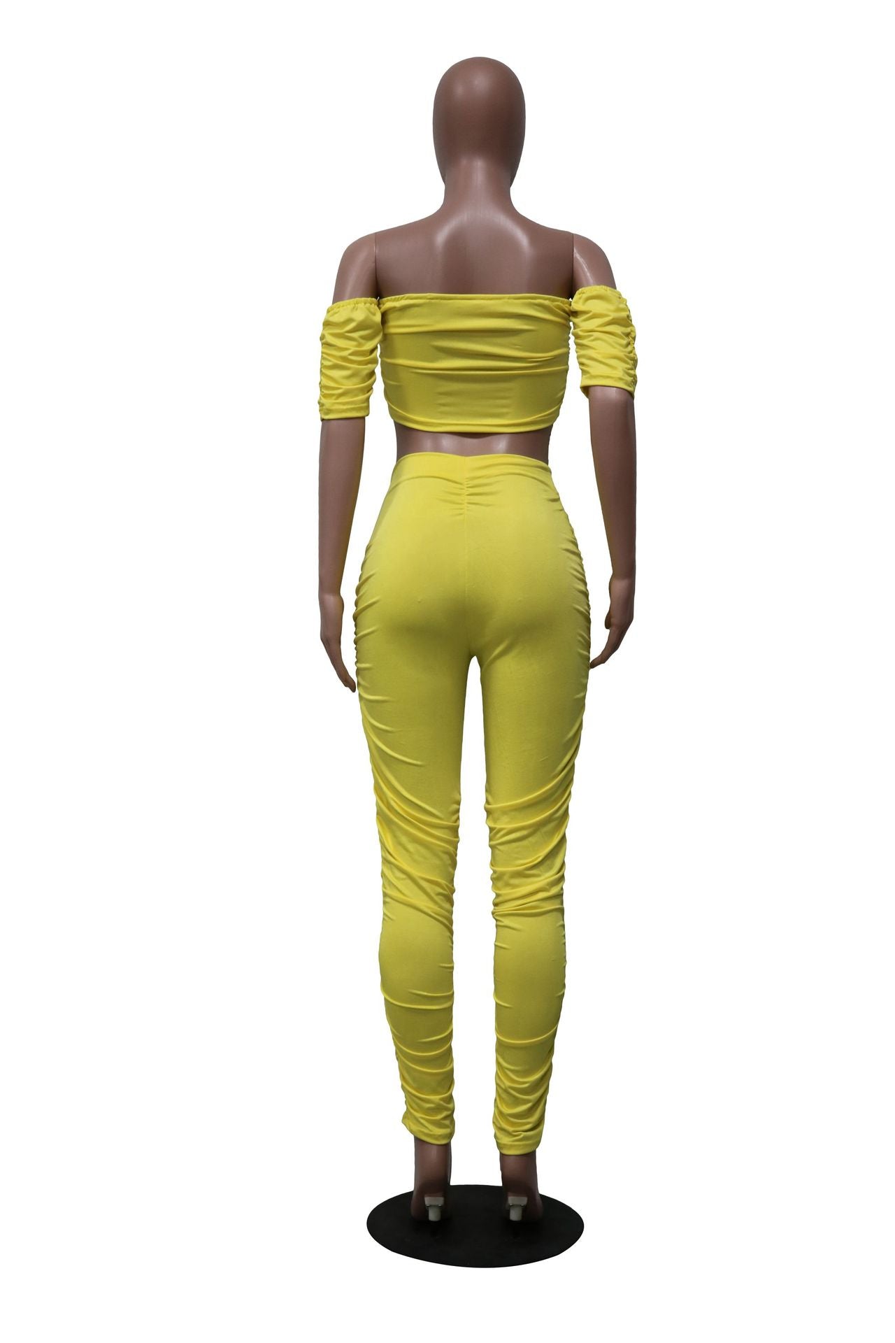 Sexy Off-the-shoulders Navel Pleated 2pc set
