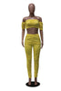 Sexy Off-the-shoulders Navel Pleated 2pc set