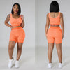 Elastic knitted printed sports vest two-piece suit