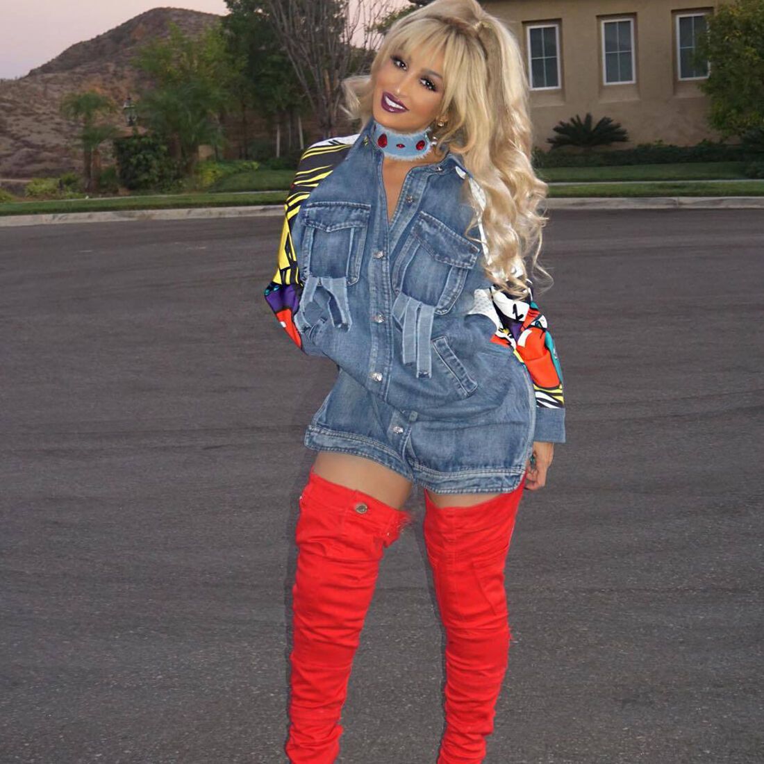 3D Digital Women's Printed Wear Long-Sleeved Denim Jacket