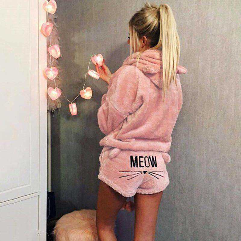 Wholesale women's autumn and winter plus size pajama set 2pcs