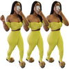 Sexy Off-the-shoulders Navel Pleated 2pc set
