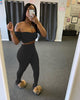 Sexy Off-the-shoulders Navel Pleated 2pc set