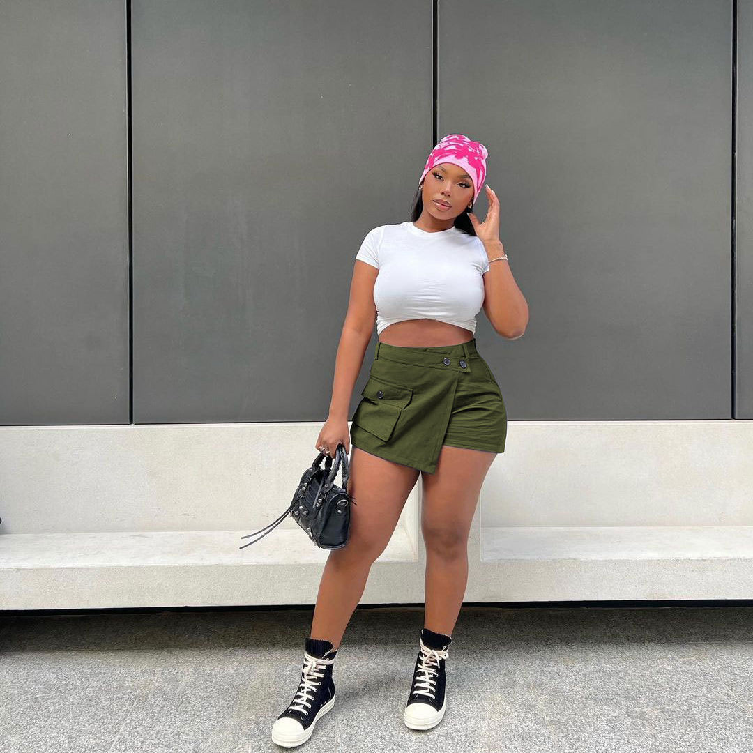 Zipper Pocket Skirt Shorts