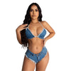 Bikini Tassel Tether Denim 2PC Suit