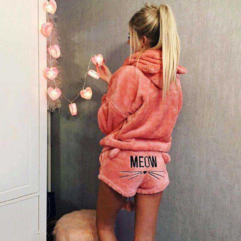 Wholesale women's autumn and winter plus size pajama set 2pcs