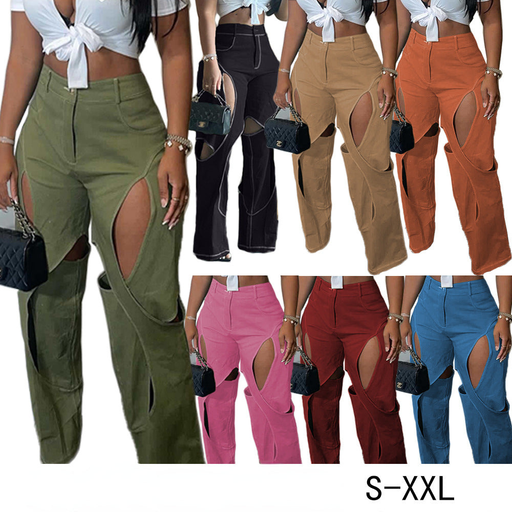 Cotton Fried Dough Twists hollow casual pants