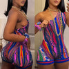 Abstract Printing Oblique Shoulder Jumpsuit