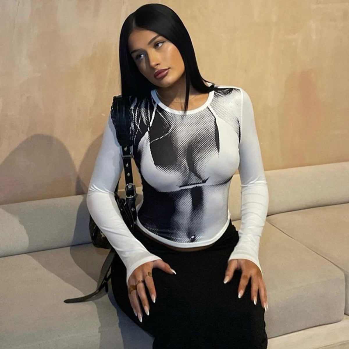 3D Printed Slim-Fit round Neck Top