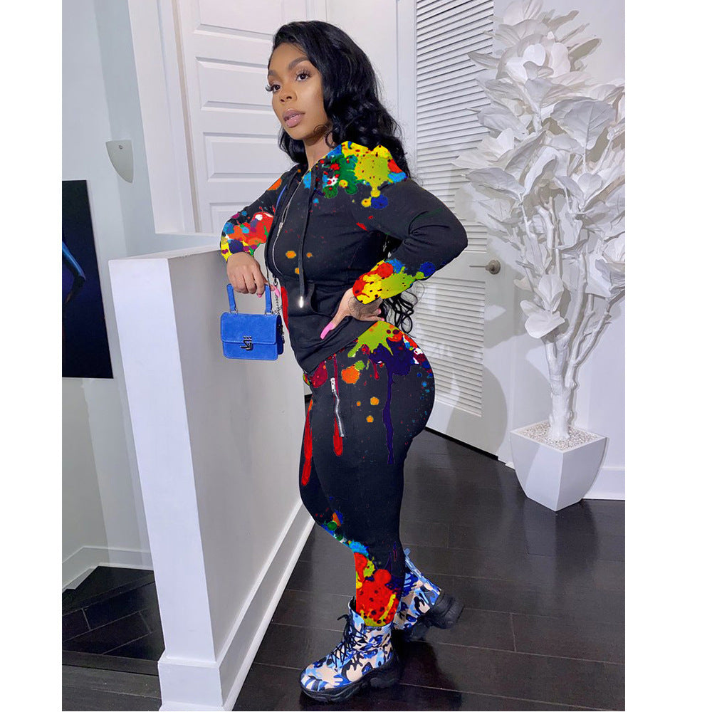 Splash printed sweater 2pc set