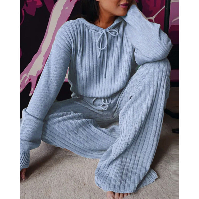 Long sleeve loose hooded leisure 2pc set