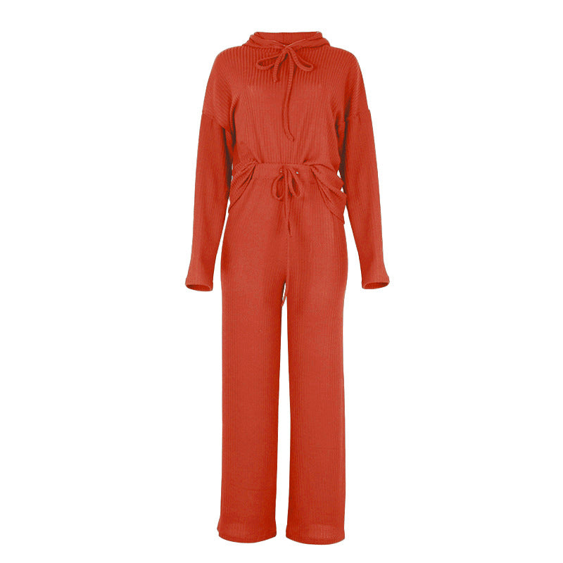 Long sleeve loose hooded leisure 2pc set
