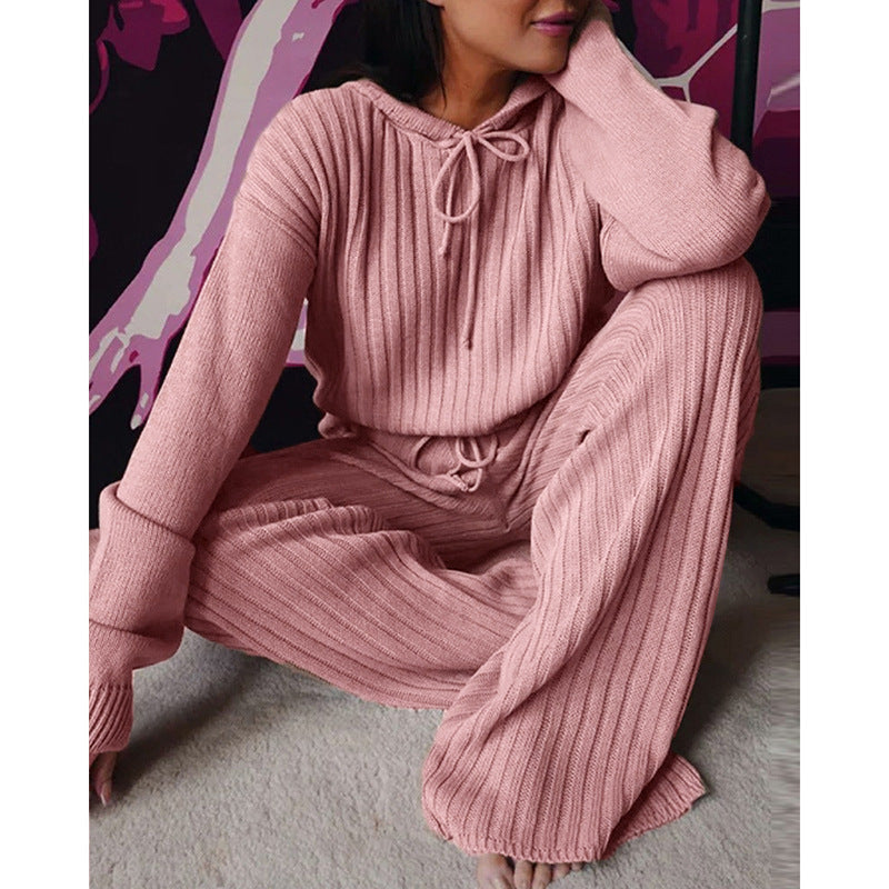 Long sleeve loose hooded leisure 2pc set
