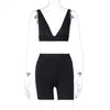 Sports V-neck Cropped Pants Yoga 2PC Set