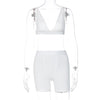 Sports V-neck Cropped Pants Yoga 2PC Set