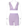 Sports V-neck Cropped Pants Yoga 2PC Set