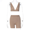 Sports V-neck Cropped Pants Yoga 2PC Set