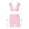 Sports V-neck Cropped Pants Yoga 2PC Set