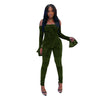 Mesh flocked shoulder jumpsuit