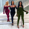 Mesh flocked shoulder jumpsuit