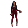 Mesh flocked shoulder jumpsuit