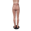 Crimp Slit Fleece-Lined PU Leather Pile Pants