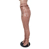 Crimp Slit Fleece-Lined PU Leather Pile Pants