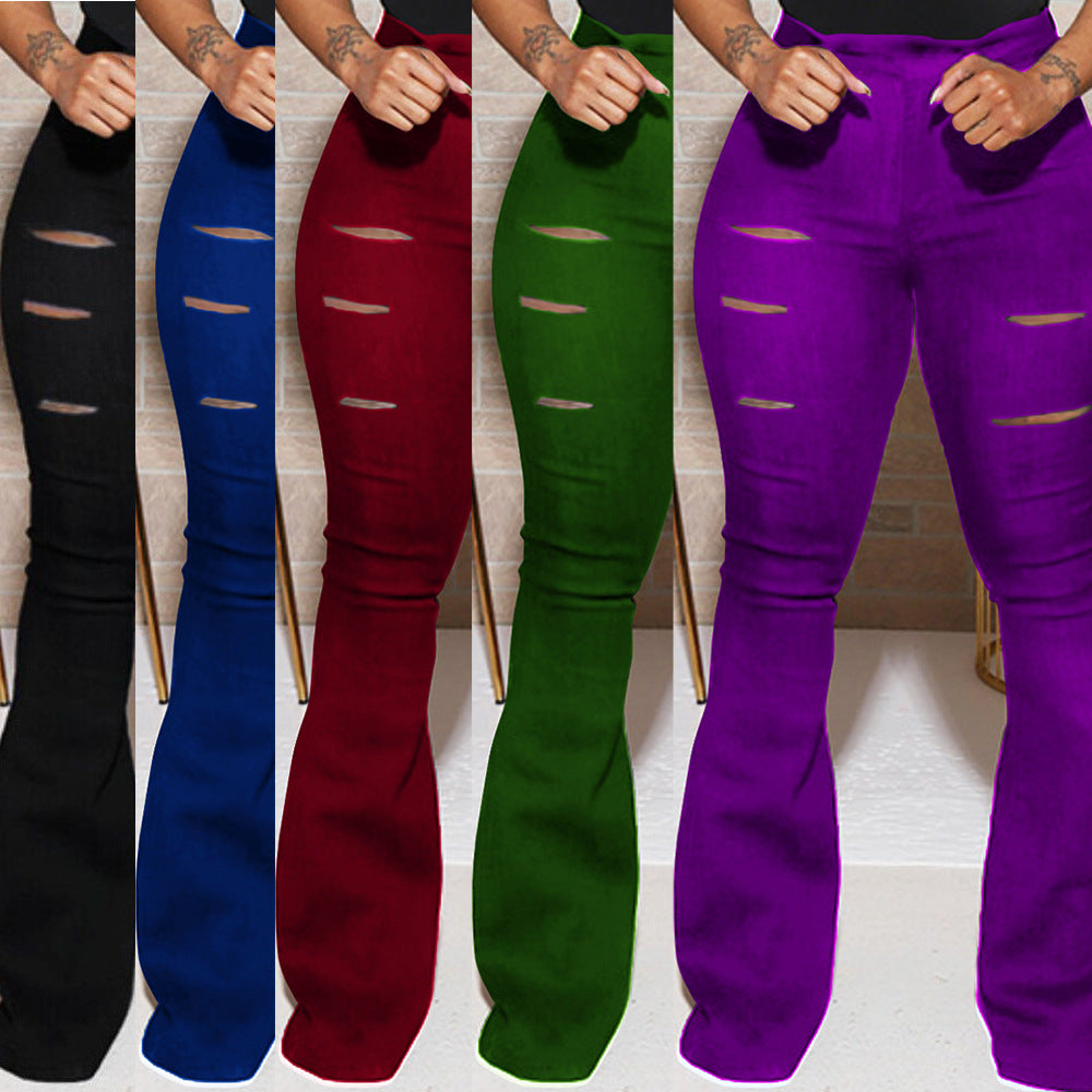 Slim Cut Flower Ripped Trouser Clothing Bootcut
