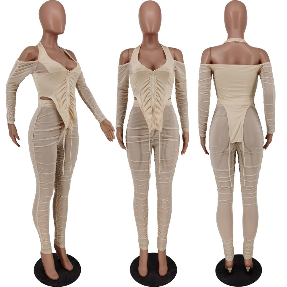 Strapless Mesh Two-Piece Set