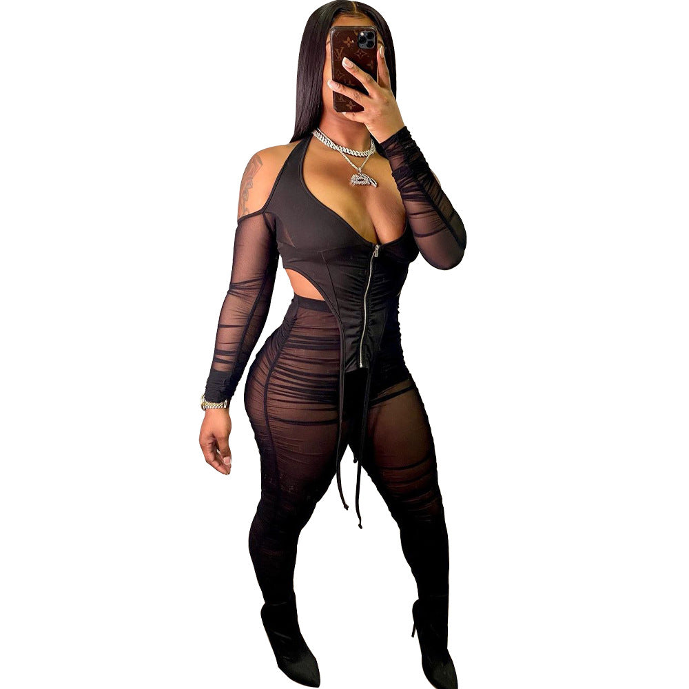 Strapless Mesh Two-Piece Set