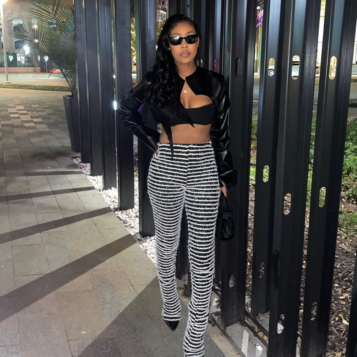 Fluff Slim-Fit Striped Casual Pants