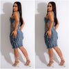 Strap Stitching Stretch Denim Dres