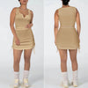 Sleeveless Vest Drawstring Ruffle Skirt Outfit