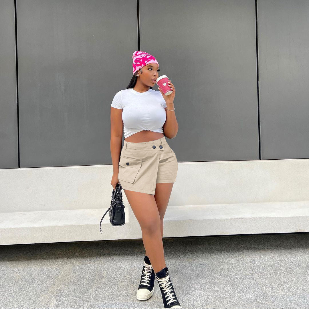 Zipper Pocket Skirt Shorts