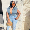 Short Sleeveless Denim Top