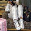 Hooded Letter-Print Sweater and Trousers Suit