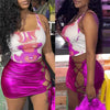 Lace-up Cutout Short Skirt 2PC Set