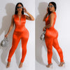 Deep V High Waist Glossy Jumpsuit