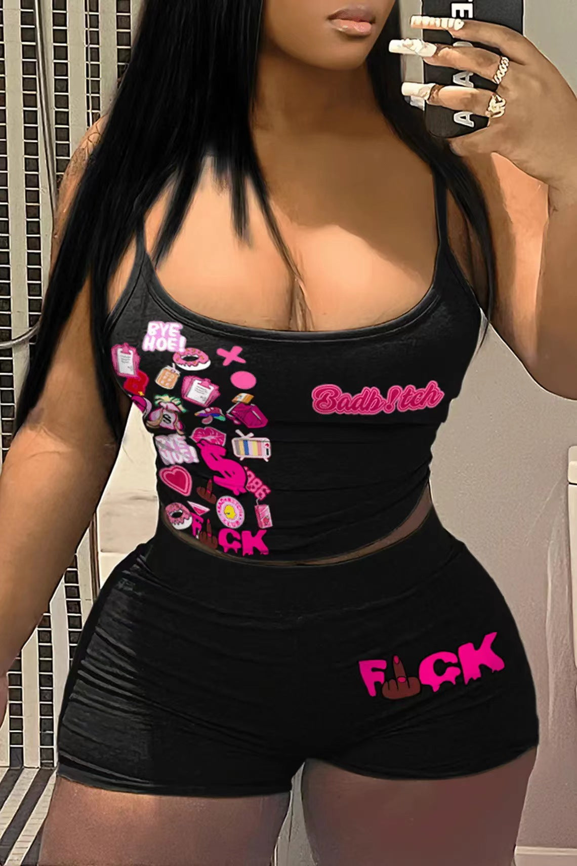 PRINTED HOT PATCHWORK 2PC