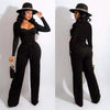 Long sleeved solid color low cut two-piece set
