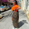 Camouflage Wash Pocket Slit Tassel Machine Eye Strap Skirt