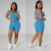 Elastic knitted printed sports vest two-piece suit